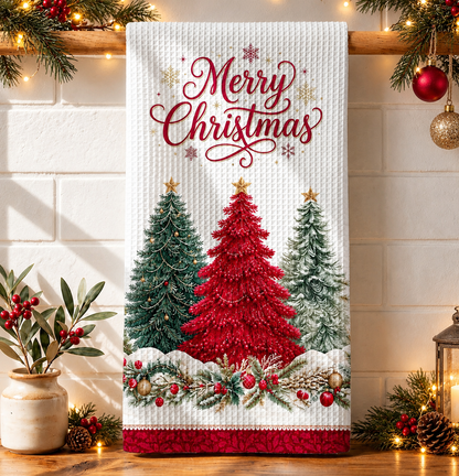Christmas Splendor Kitchen Towel Crimson Christmas Elegance