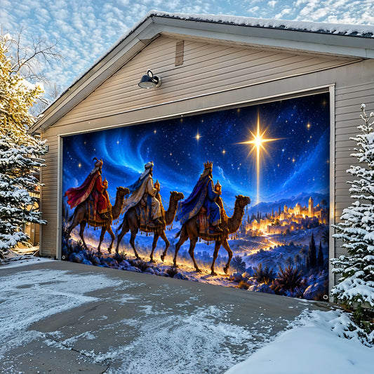 God Garage Door Banner Decoration – Three Kings Under the Christmas Star