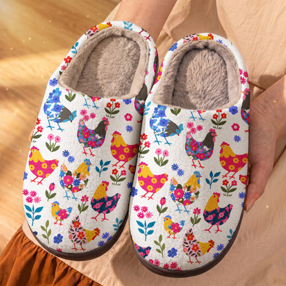 Chicken Fleece Lined Slippers Sweet Chicken Garden