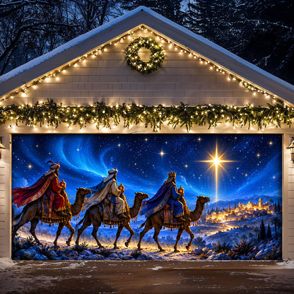 God Garage Door Banner Decoration – Three Kings Under the Christmas Star