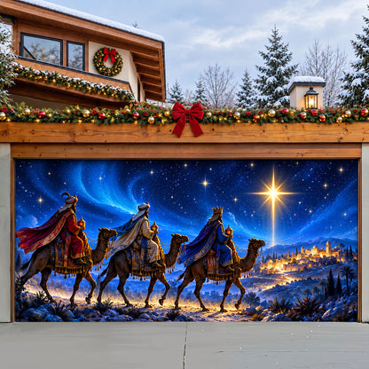 God Garage Door Banner Decoration – Three Kings Under the Christmas Star