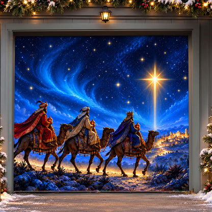 God Garage Door Banner Decoration – Three Kings Under the Christmas Star