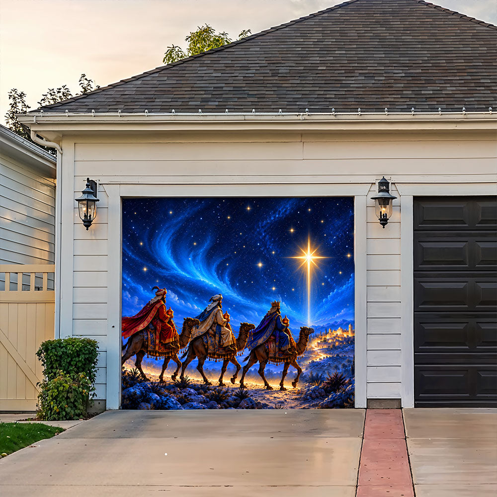 God Garage Door Banner Decoration – Three Kings Under the Christmas Star