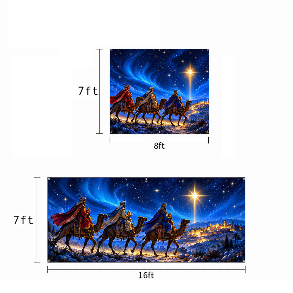 God Garage Door Banner Decoration – Three Kings Under the Christmas Star