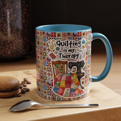 Quilting Lover Accent Mug Quilting Is My Therapy Personalized