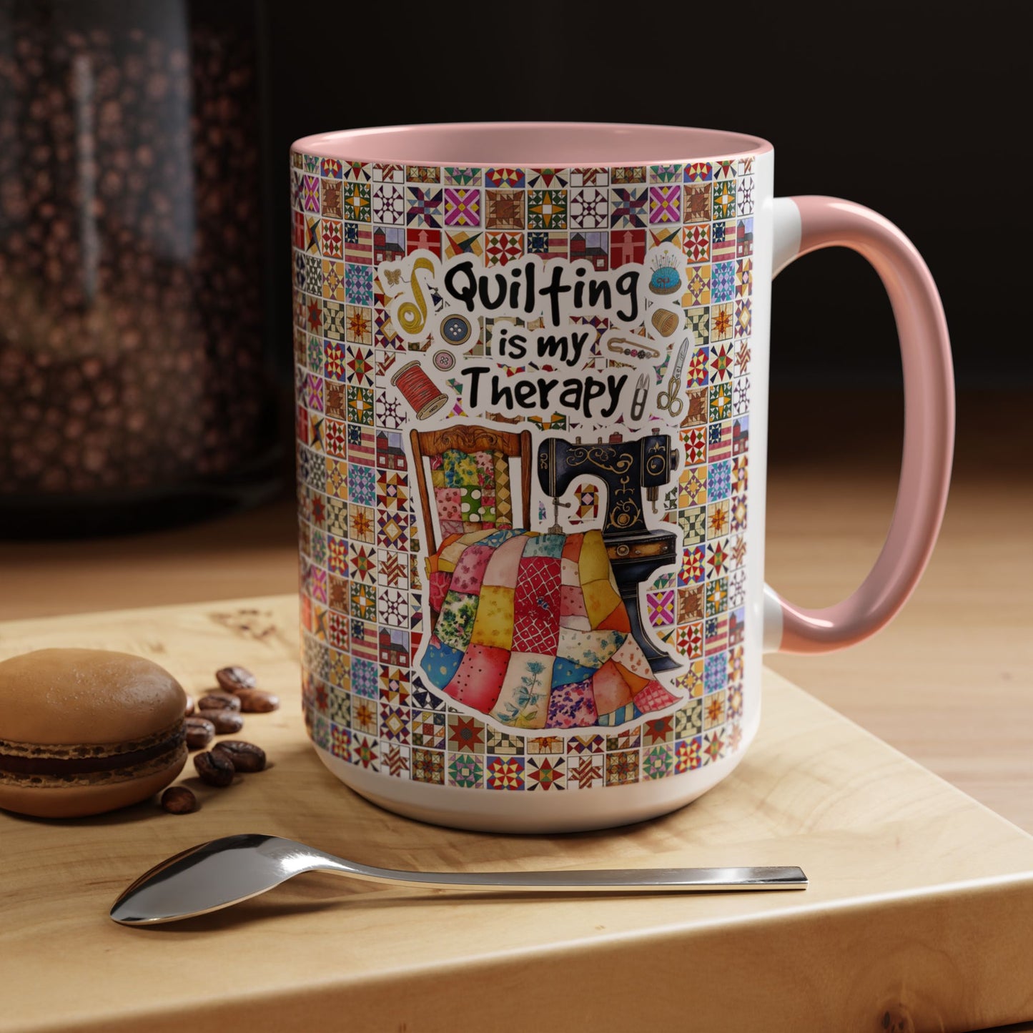 Quilting Lover Accent Mug Quilting Is My Therapy Personalized