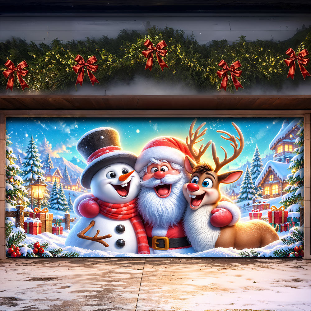 Christmas Garage Door Banner Decoration – Santa's Merry Little Crew