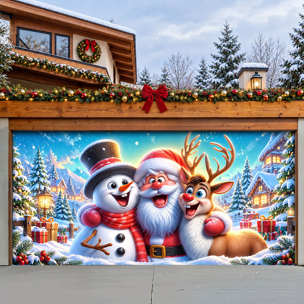 Christmas Garage Door Banner Decoration – Santa's Merry Little Crew