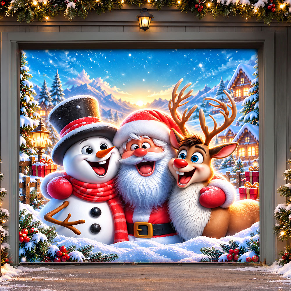 Christmas Garage Door Banner Decoration – Santa's Merry Little Crew