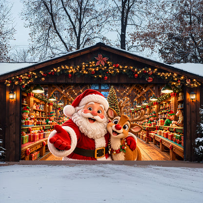 Christmas Garage Door Banner Decoration – Santa's Magical Toy Factory
