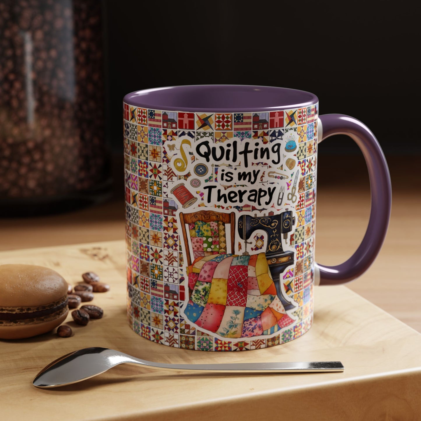 Quilting Lover Accent Mug Quilting Is My Therapy Personalized