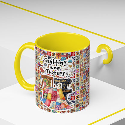 Quilting Lover Accent Mug Quilting Is My Therapy Personalized