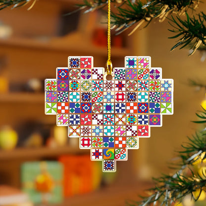 Quilting 2D Acrylic Ornament Quilting Blocks Heart