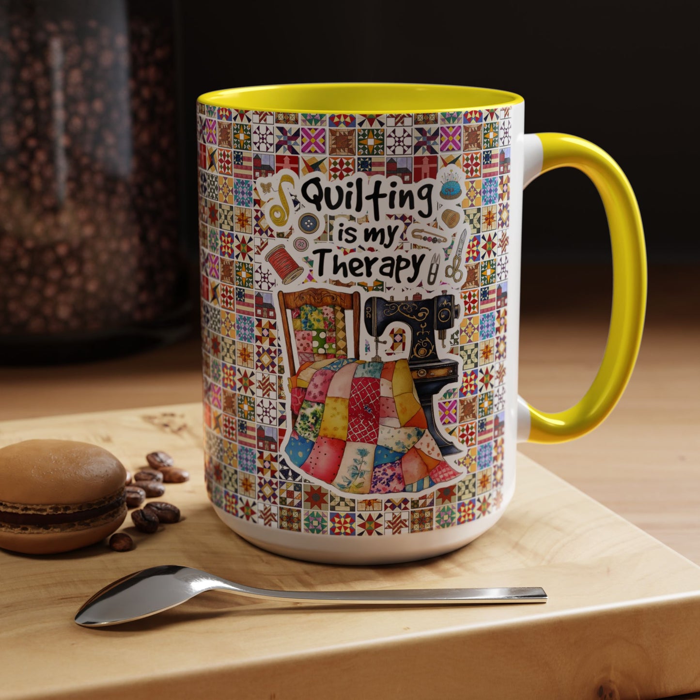 Quilting Lover Accent Mug Quilting Is My Therapy Personalized