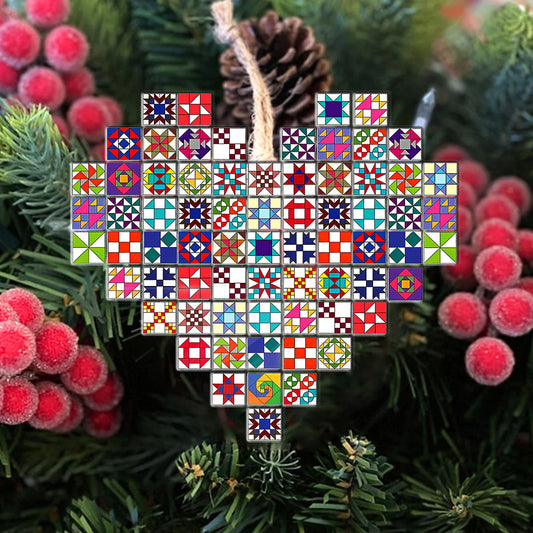 Quilting 2D Acrylic Ornament Quilting Blocks Heart