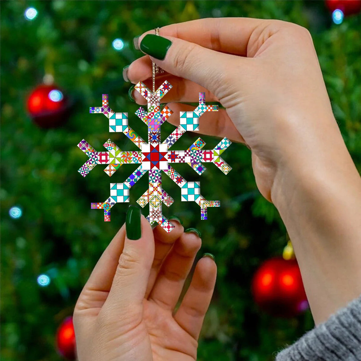 Quilting 2D Acrylic Ornament Quilting Blocks Snowflake