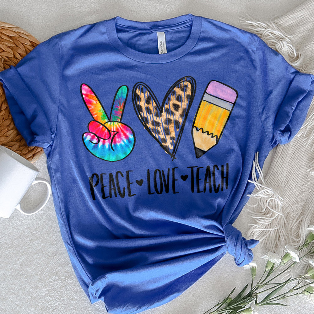 Teacher Graphic Tee Peace Love Teach