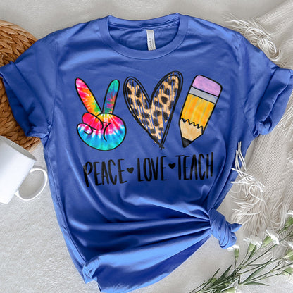 Teacher Graphic Tee Peace Love Teach