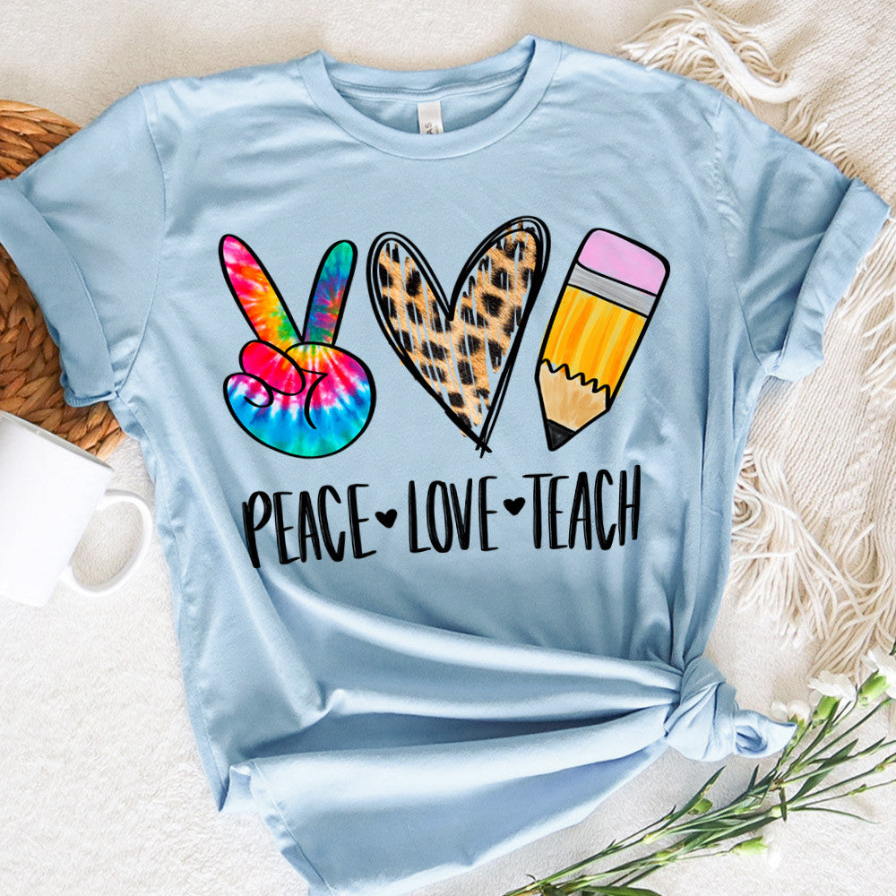 Teacher Graphic Tee Peace Love Teach