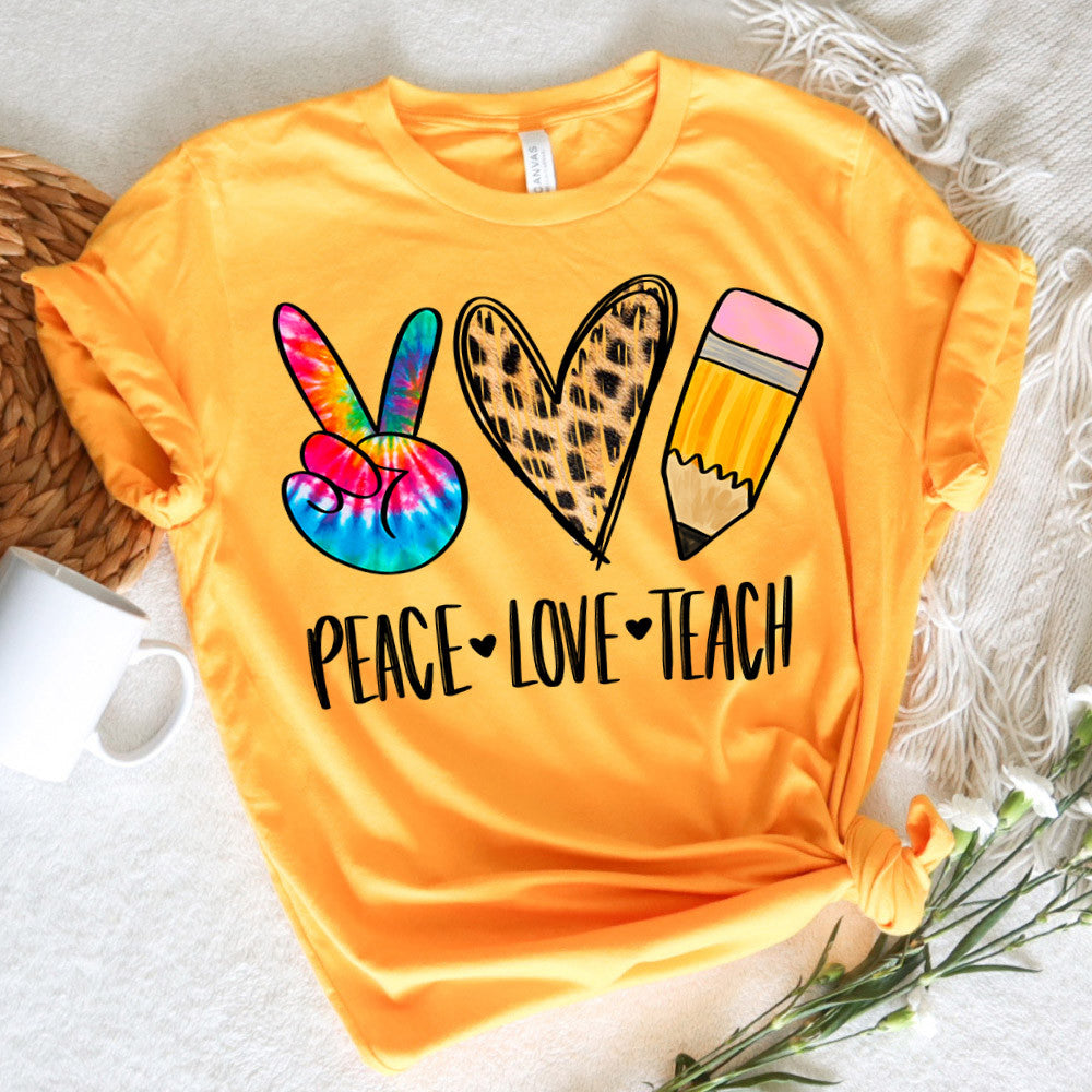 Teacher Graphic Tee Peace Love Teach