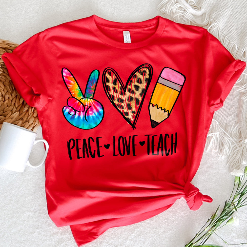 Teacher Graphic Tee Peace Love Teach