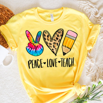 Teacher Graphic Tee Peace Love Teach