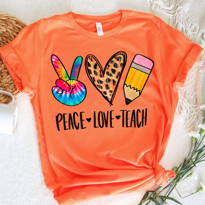 Teacher Graphic Tee Peace Love Teach