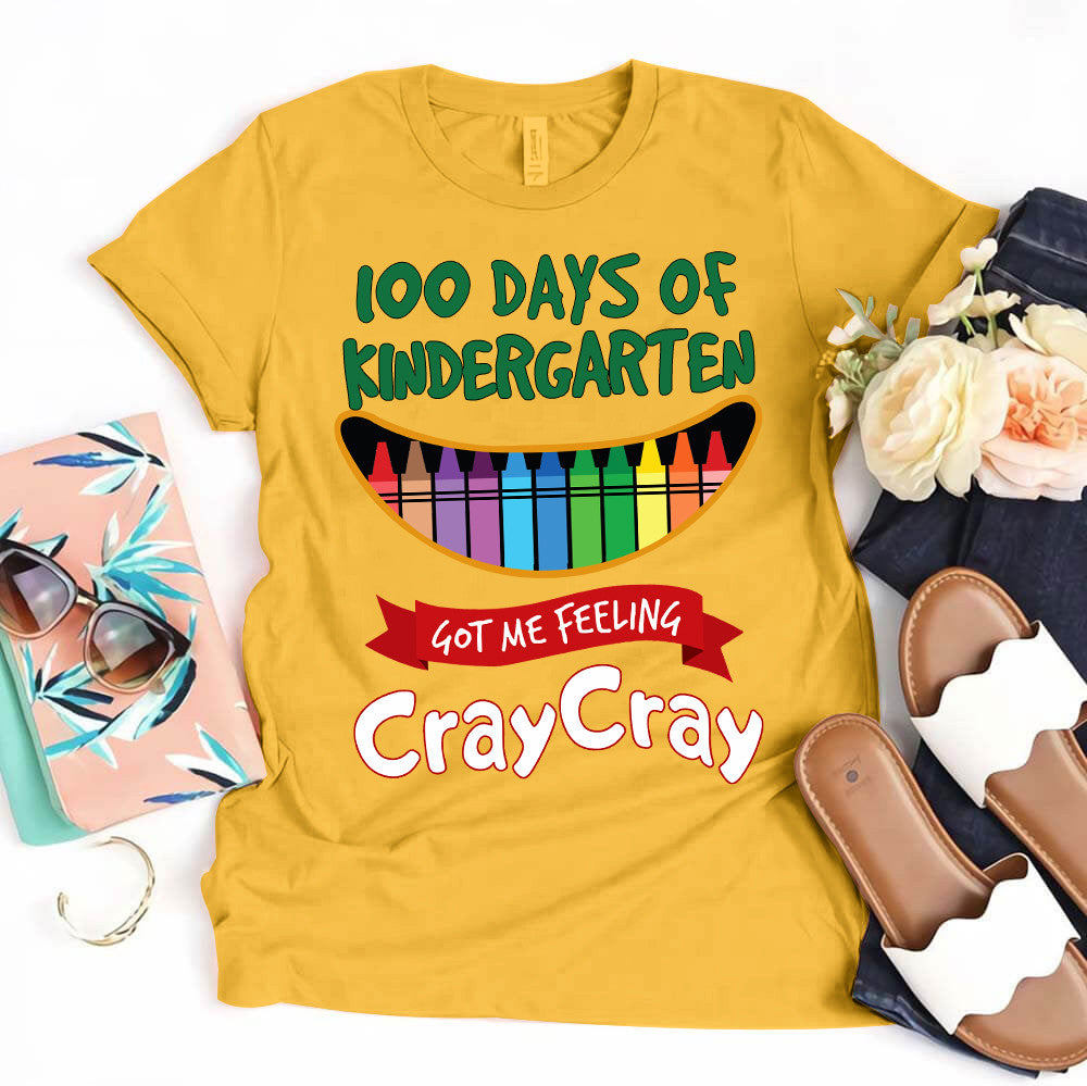 Teacher Graphic Tee Happy 100 Days Of Kindergarten