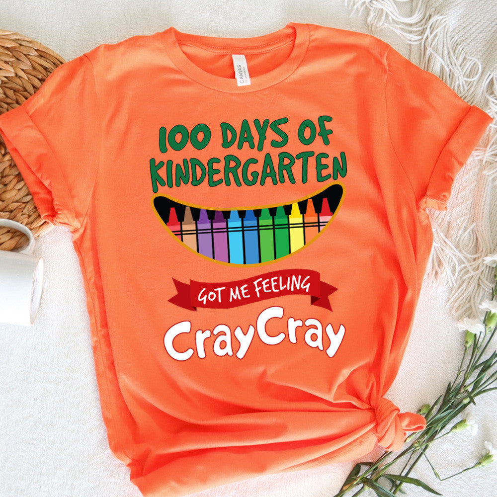 Teacher Graphic Tee Happy 100 Days Of Kindergarten