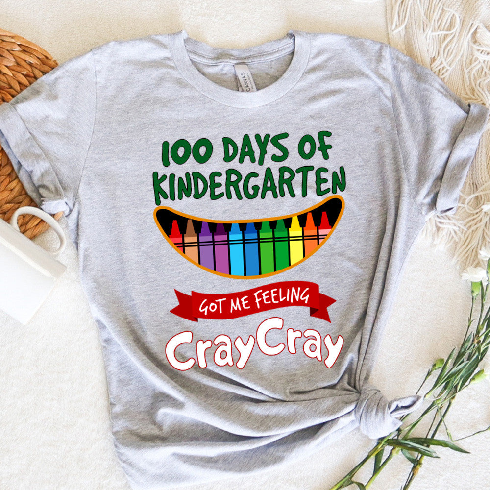 Teacher Graphic Tee Happy 100 Days Of Kindergarten