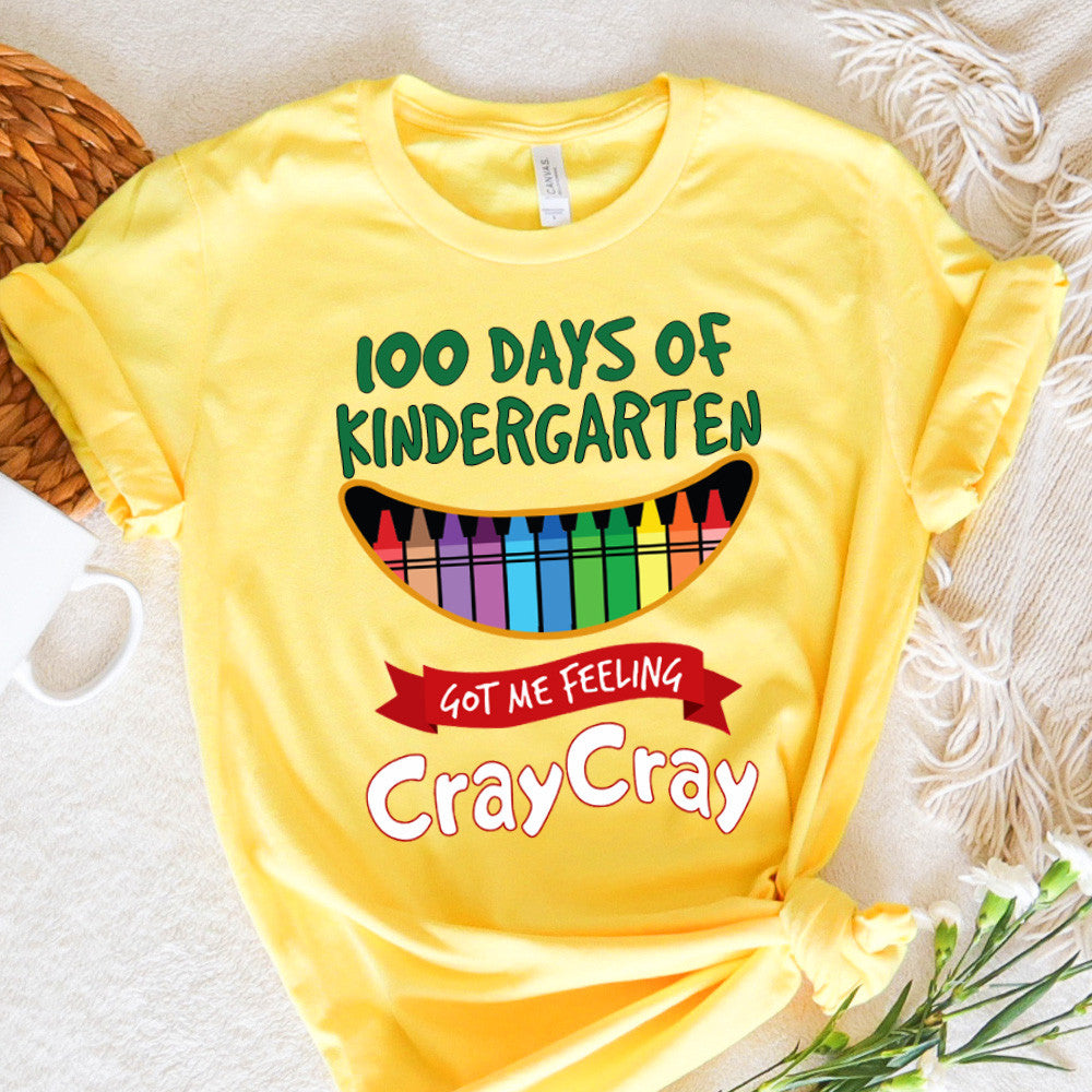 Teacher Graphic Tee Happy 100 Days Of Kindergarten