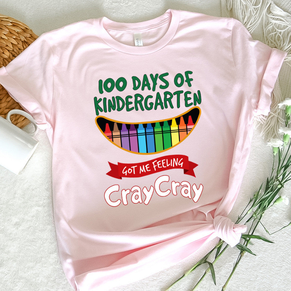 Teacher Graphic Tee Happy 100 Days Of Kindergarten