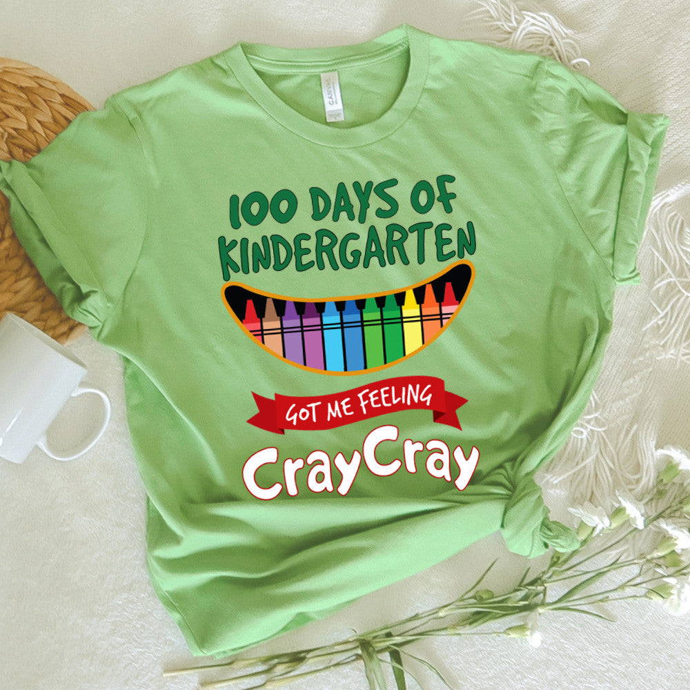 Teacher Graphic Tee Happy 100 Days Of Kindergarten