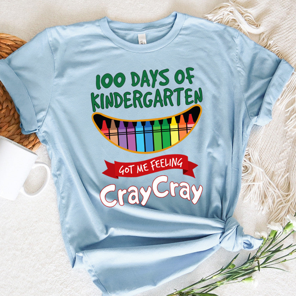 Teacher Graphic Tee Happy 100 Days Of Kindergarten