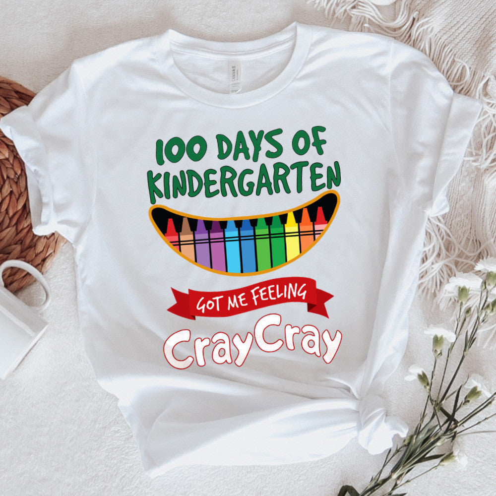 Teacher Graphic Tee Happy 100 Days Of Kindergarten