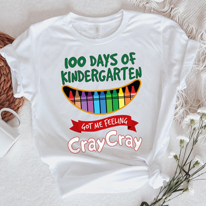 Teacher Graphic Tee Happy 100 Days Of Kindergarten