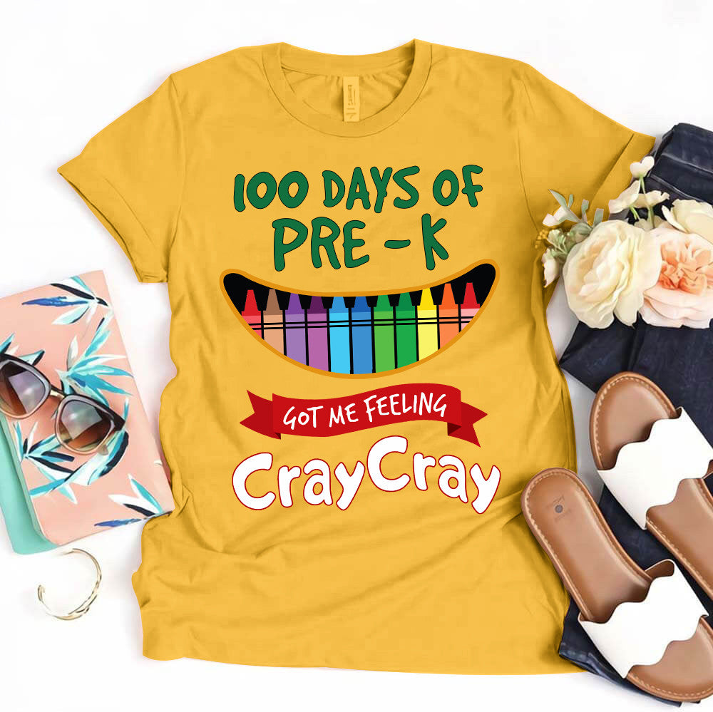 Teacher Graphic Tee Happy 100 Days Of Pre-K