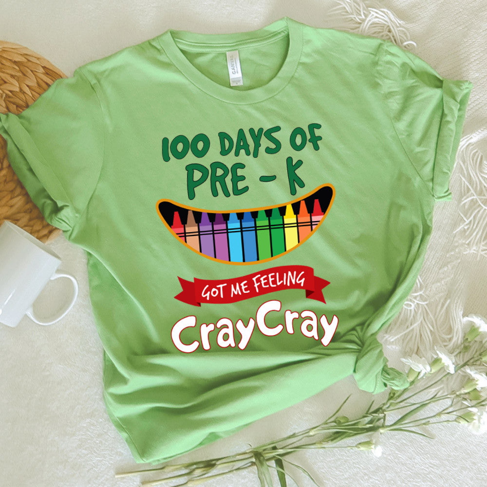 Teacher Graphic Tee Happy 100 Days Of Pre-K