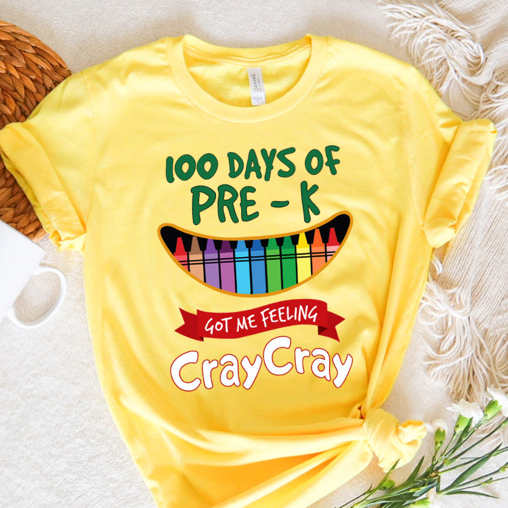 Teacher Graphic Tee Happy 100 Days Of Pre-K