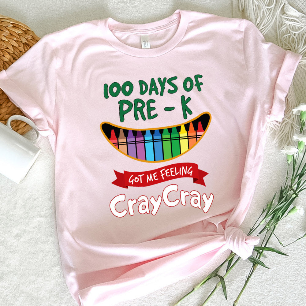 Teacher Graphic Tee Happy 100 Days Of Pre-K