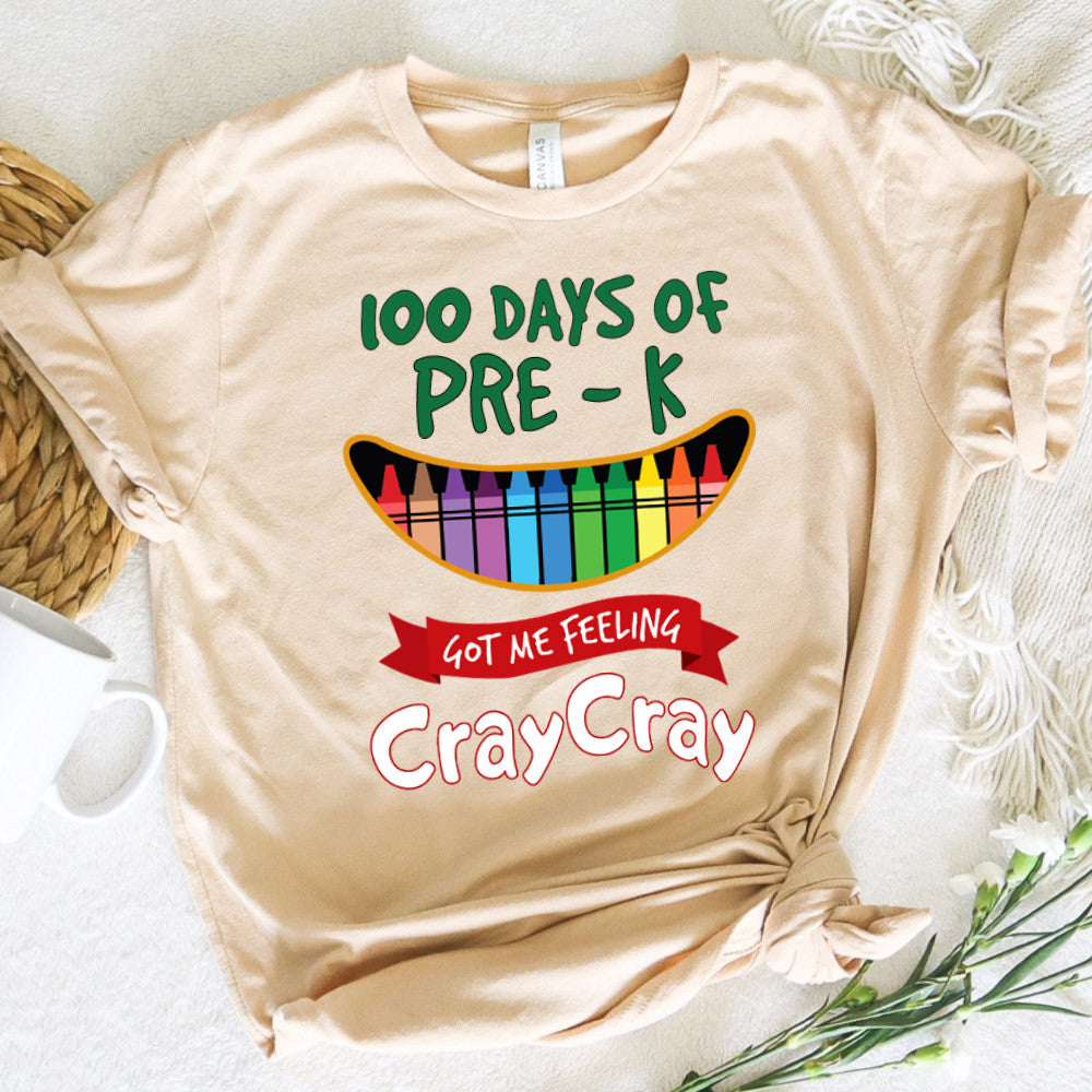 Teacher Graphic Tee Happy 100 Days Of Pre-K