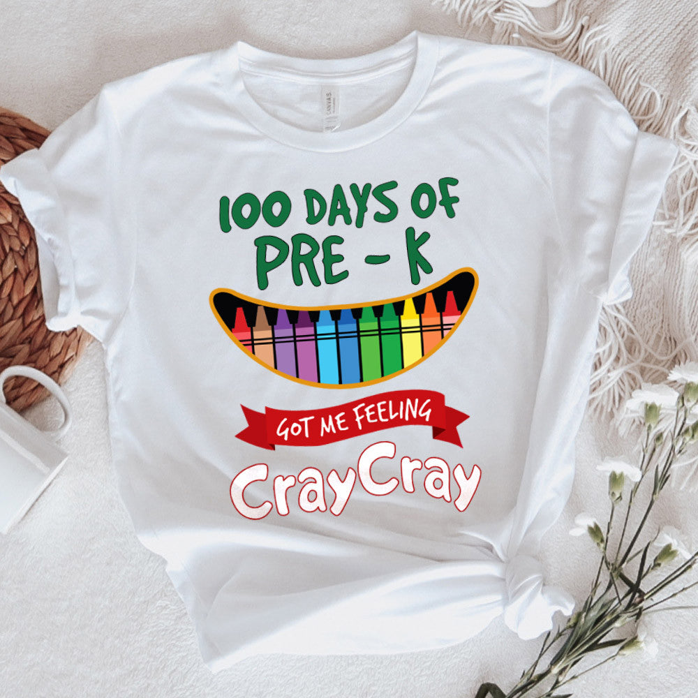 Teacher Graphic Tee Happy 100 Days Of Pre-K