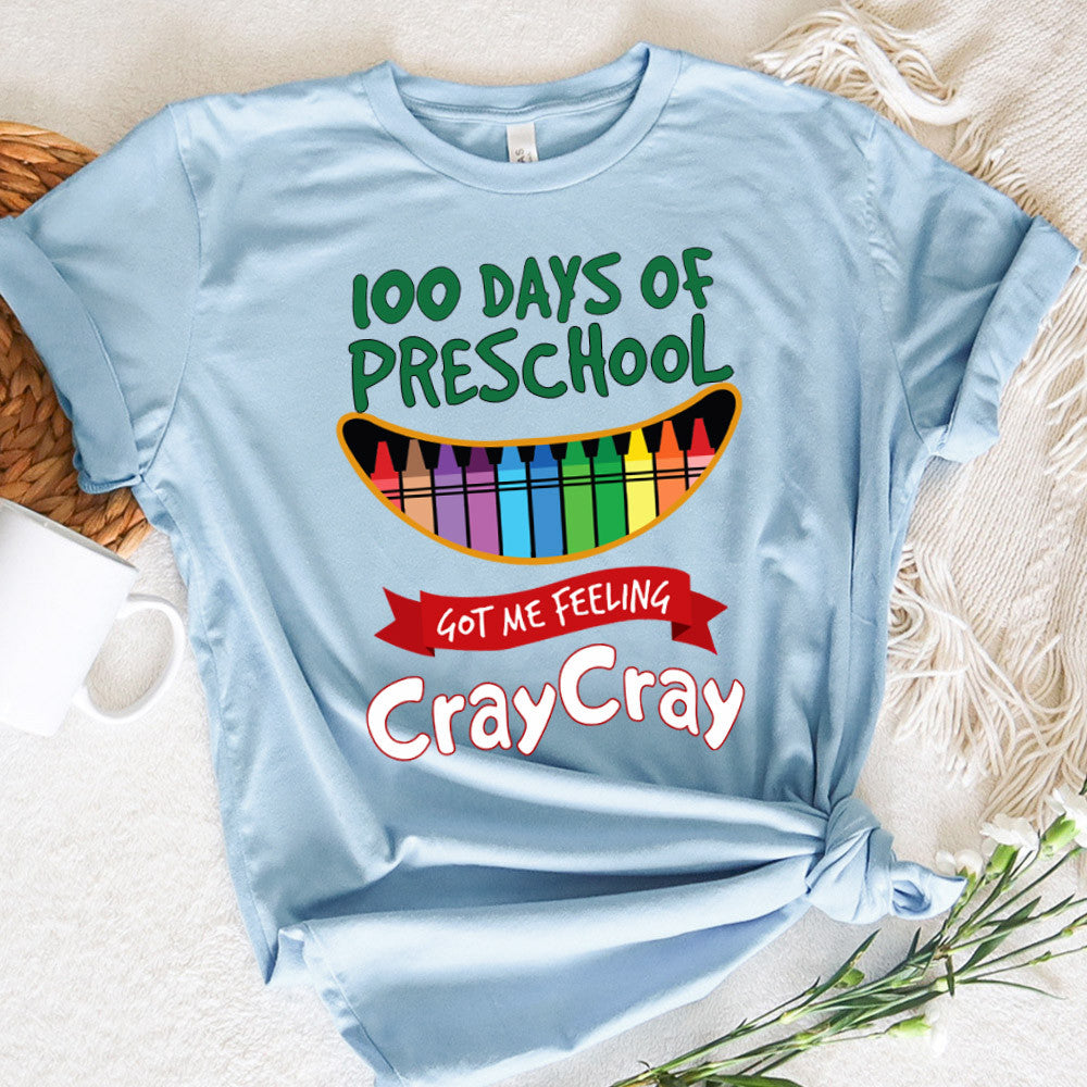 Teacher Graphic Tee Happy 100 Days Of PreSchool