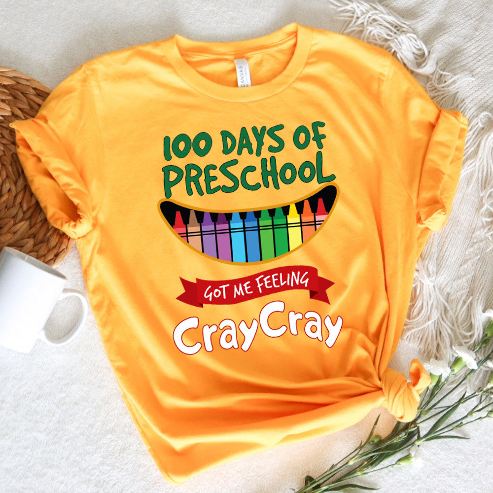 Teacher Graphic Tee Happy 100 Days Of PreSchool