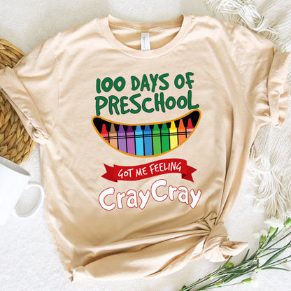 Teacher Graphic Tee Happy 100 Days Of PreSchool