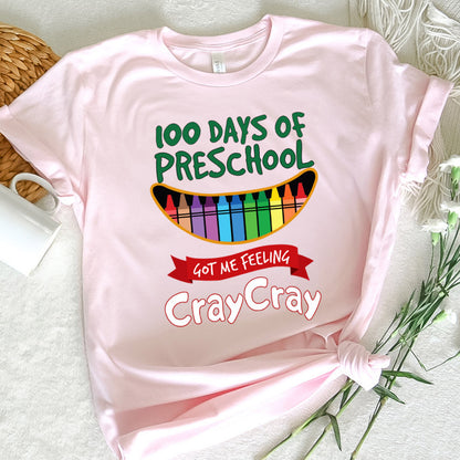 Teacher Graphic Tee Happy 100 Days Of PreSchool