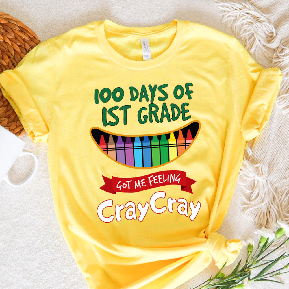 Teacher Graphic Tee Happy 100 Days Of 1st Grade