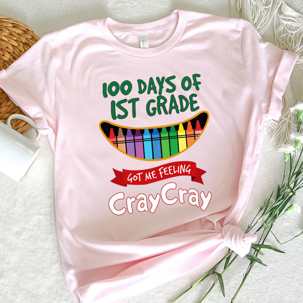 Teacher Graphic Tee Happy 100 Days Of 1st Grade