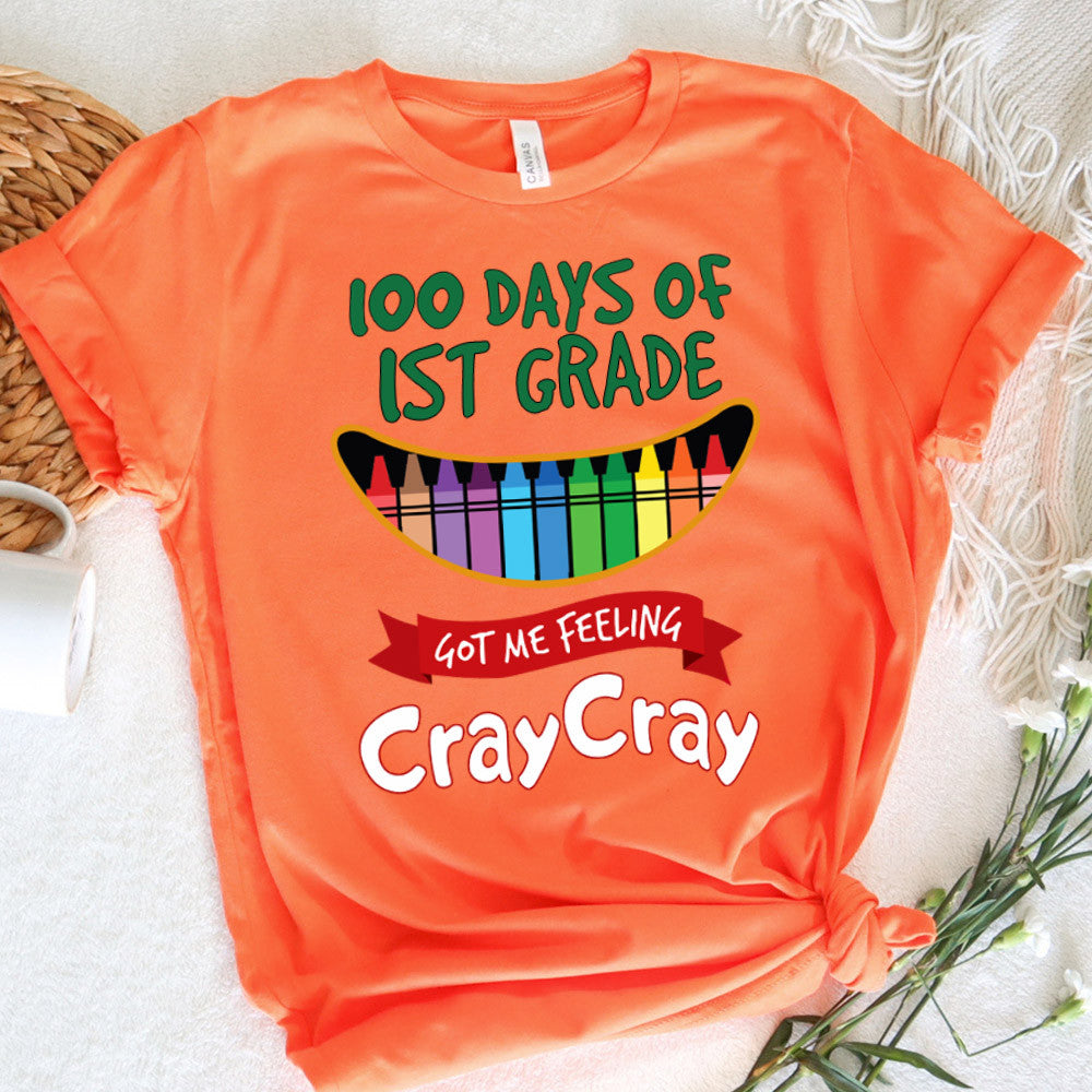 Teacher Graphic Tee Happy 100 Days Of 1st Grade