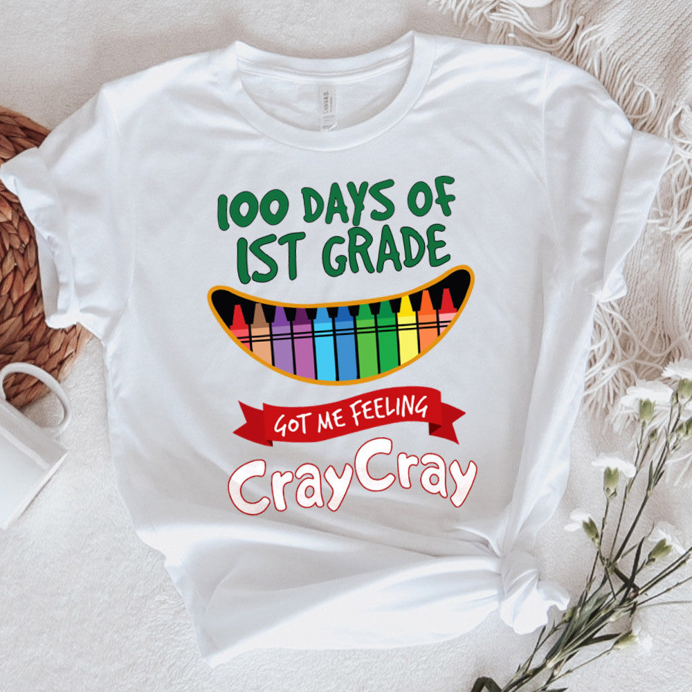 Teacher Graphic Tee Happy 100 Days Of 1st Grade